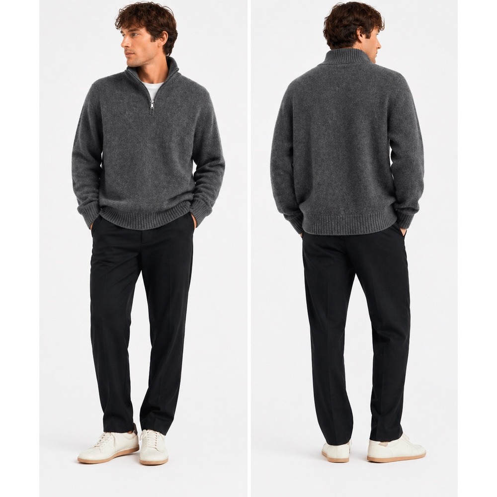 The North Face Quarter Zip Sweater Mens XL Grey 100% Wool Vintage Gorpcore